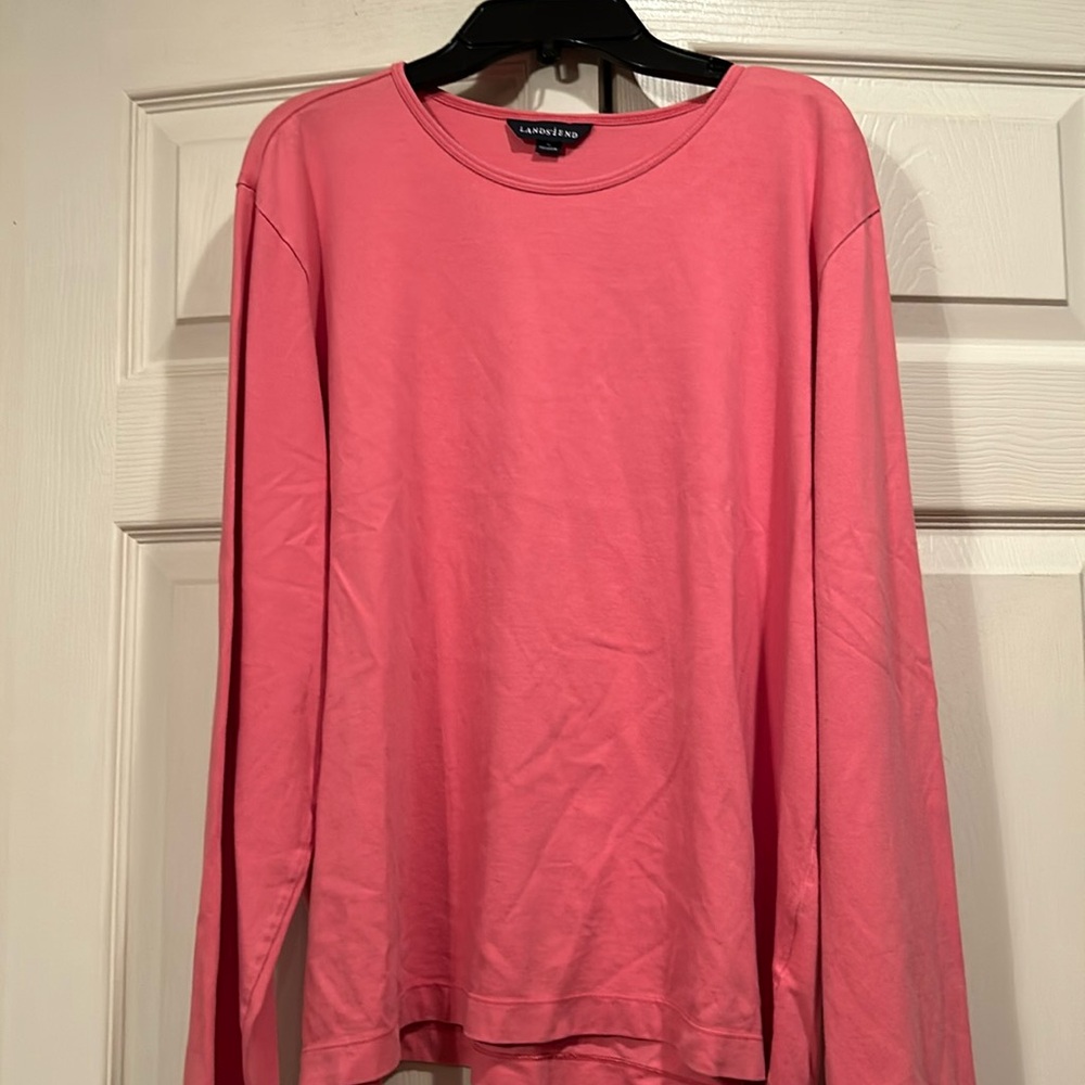 Land’s End (18-20) Scoop Neck, Long Sleeve, Coral, Knit Shirt